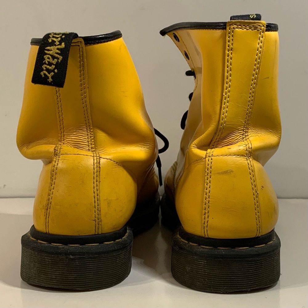 🥾 DR. MARTENS 1460 SMOOTH MUSTARD GOLD YELLOW COMBAT LEATHER BOOTS SIZE 14 🥾 - Picture 6 of 10